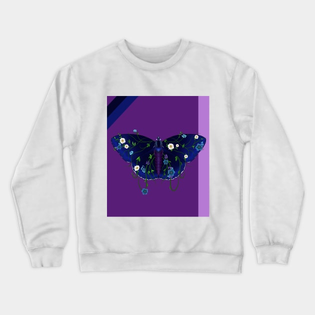 Dark Blue Butterfly Crewneck Sweatshirt by Introvert Home 